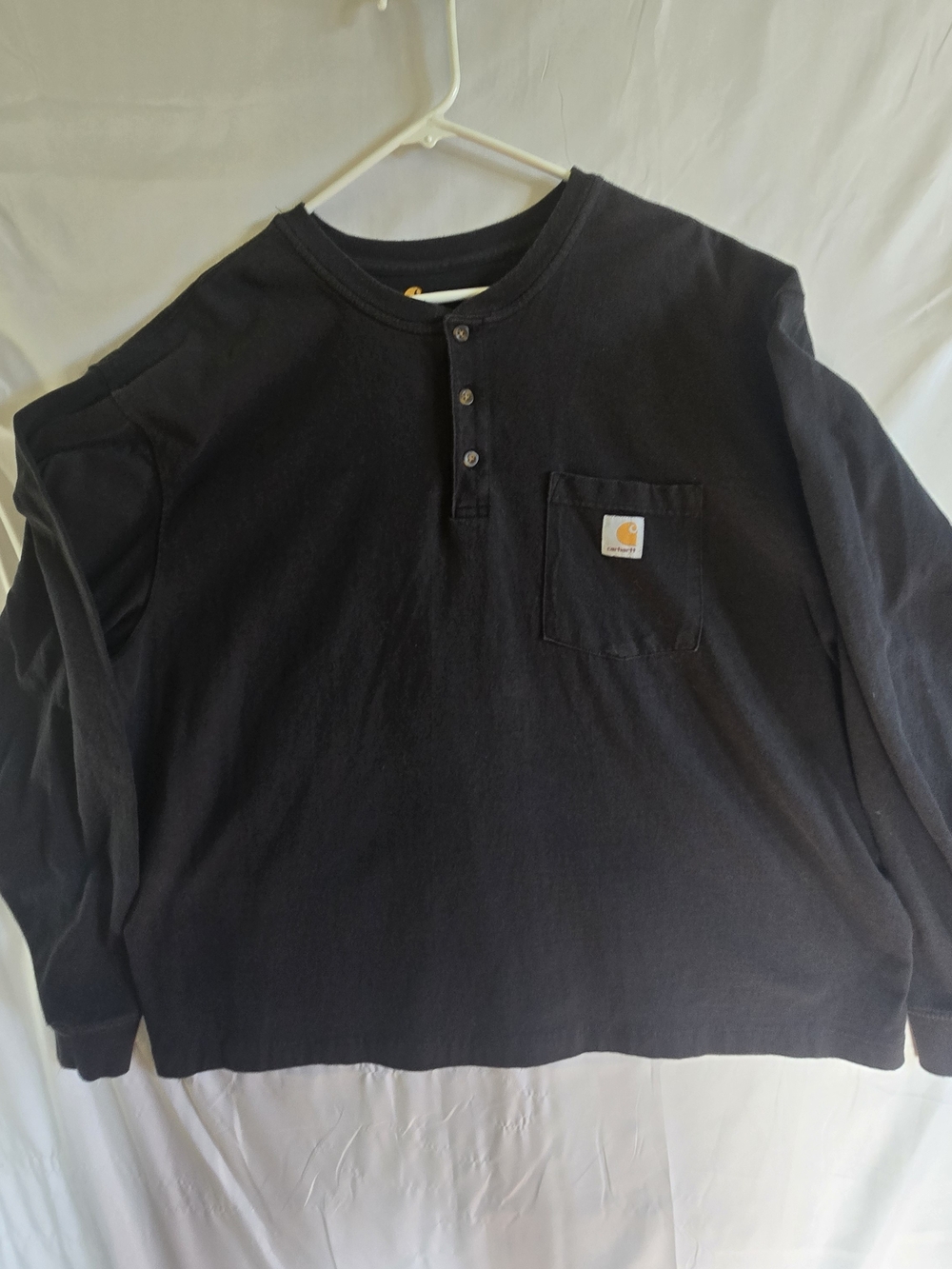 Carhartt Black Long-Sleeve Henley with Chest Pocket Logo